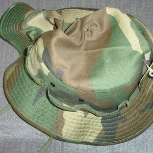 sz7 3/4 MIL-TYPE HAT SUN HOT WX VENTED BOONIE MILITARY CAMO BDU WOODLAND NEW